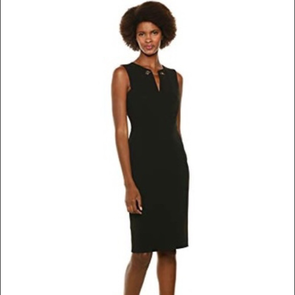 Calvin Klein Sleeveless Sheath Gold Chain Neckline